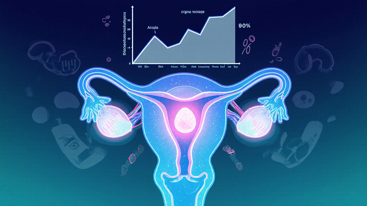 Vědecká ilustrace zdravého těhotenství s ochrannými mechanismy.