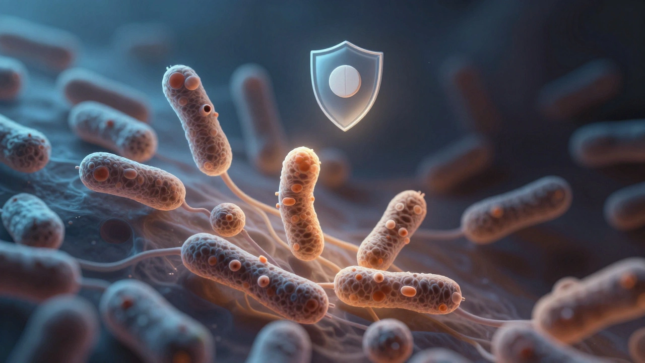 Mikroskopický pohled na zdravé bakterie a ustupující plíseň v pochvě.