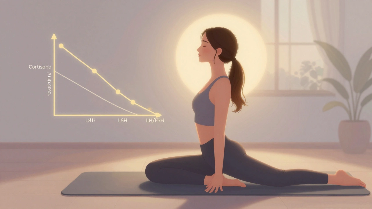 Žena dělá jemnou jógu na ranním světle, klidně a bez stresu.