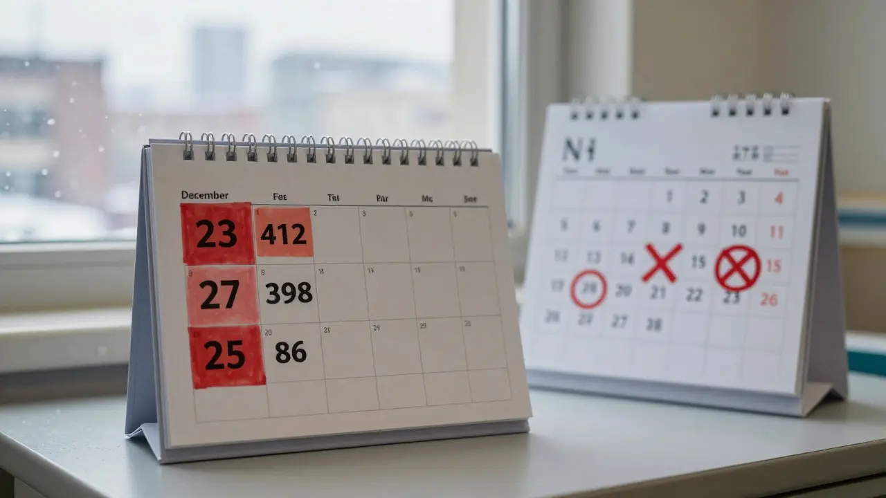 Lékařský graf ukazující počet porodů v prosinci s výrazně nižším počtem 25. prosince.