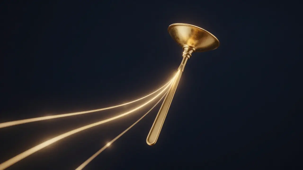 Zlaté zrcadlo ve vzduchu s osvětlenými cestami symbolizujícími ranou detekci onemocnění.