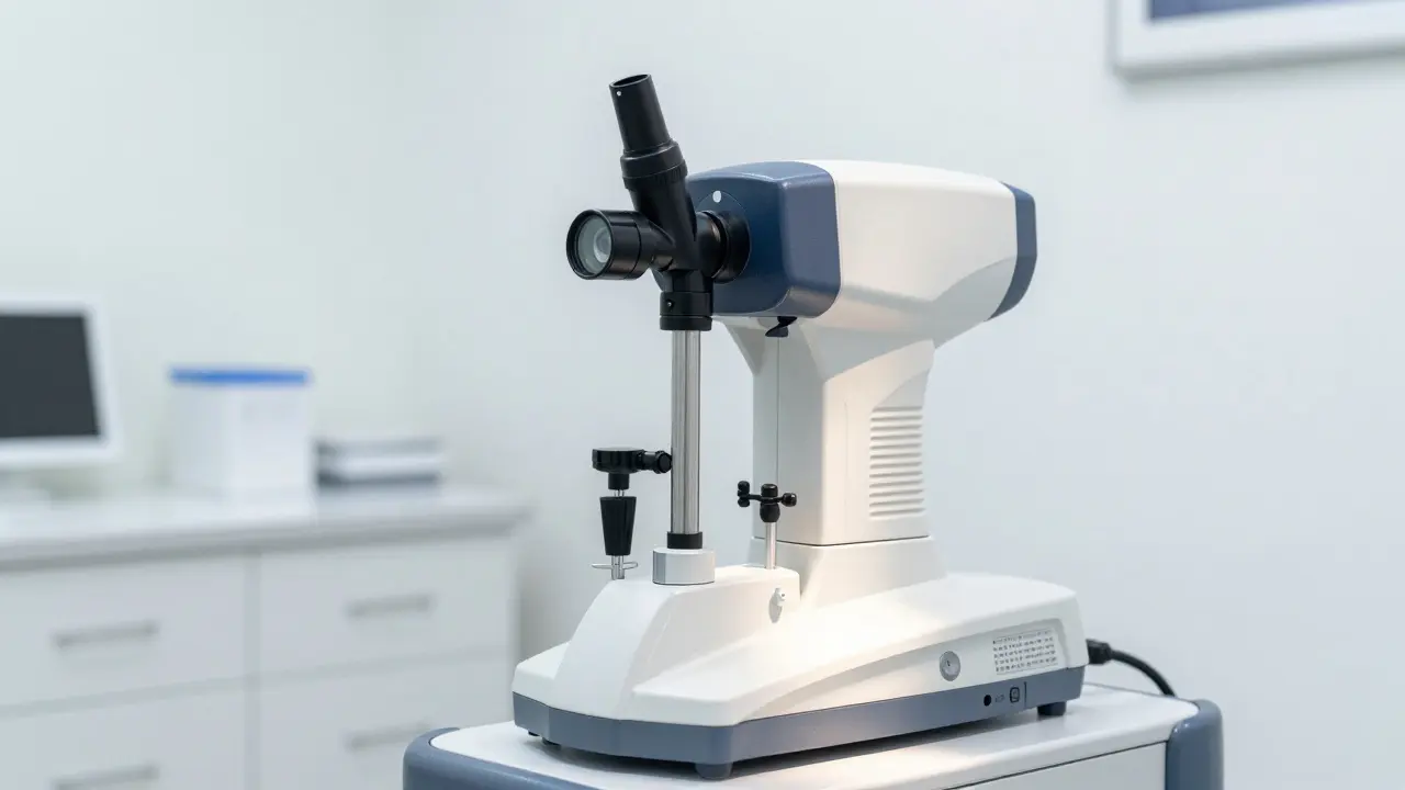 Klinický přístroj kolposkop v moderní gynekologické ordinaci.