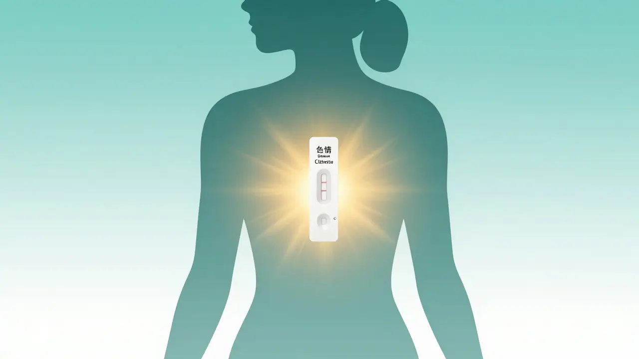 Konceptuální ilustrace vyjadřující úlevu a zdraví po negativním výsledku testu.