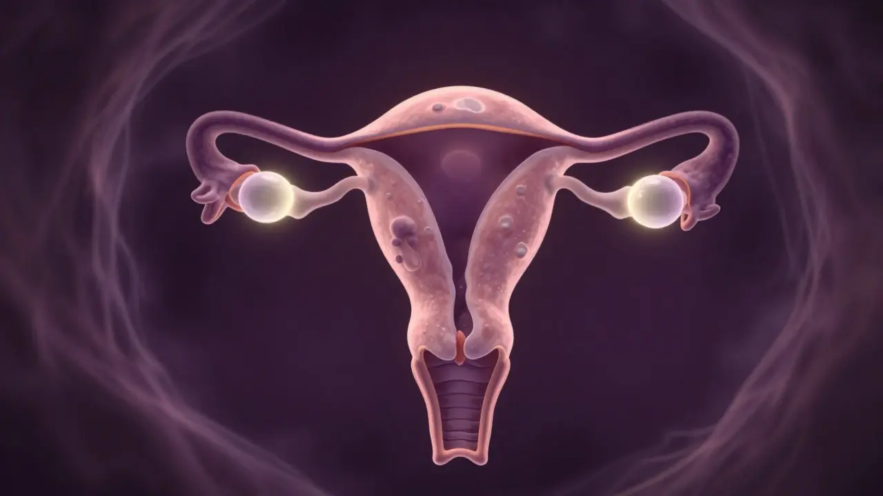 Konceptuální zobrazení gestačního vaku v raném stádiu těhotenství.