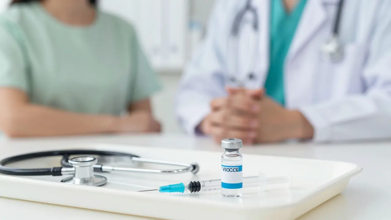 Lékařské vybavení pro vakcinaci proti HPV v čistém moderním prostředí.