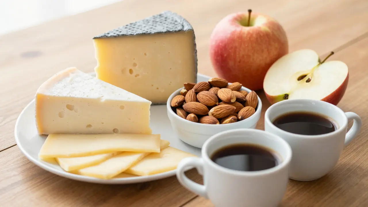 Sestava bezpečných potravin pro těhotné na dřevěném stole