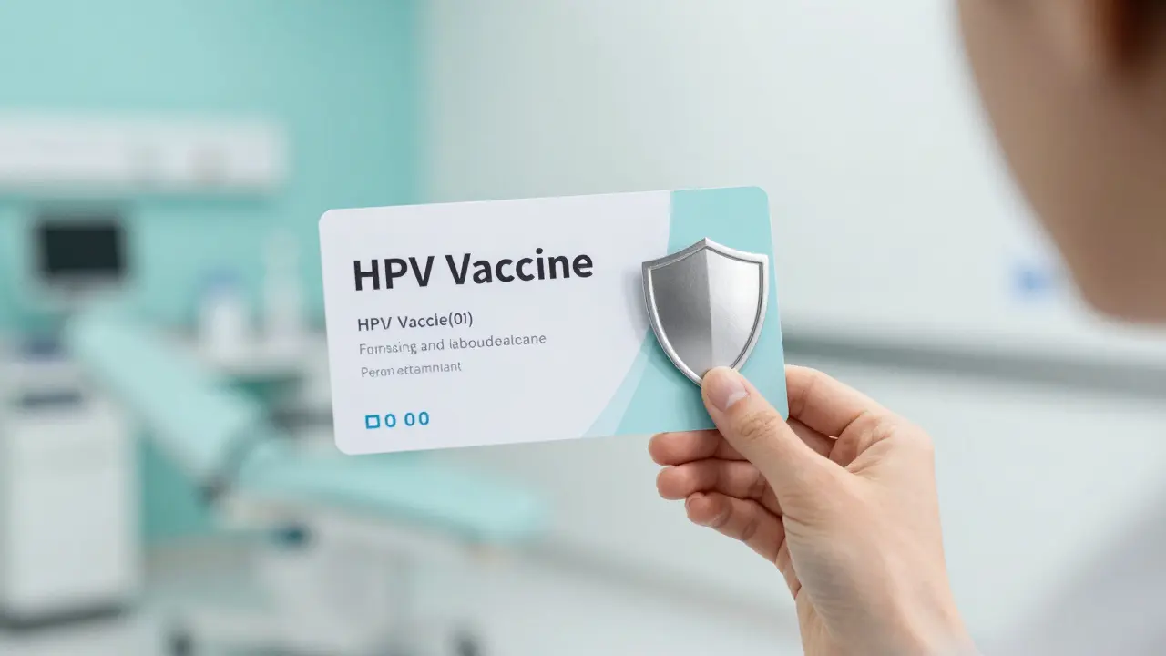 Symbolický obraz štítu a zdravotní karty představující prevenci a včasný screening rakoviny děložního čípku.