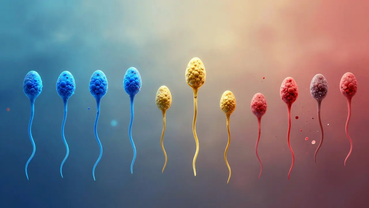 Konceptuální vizualizace kvality spermií v čase
