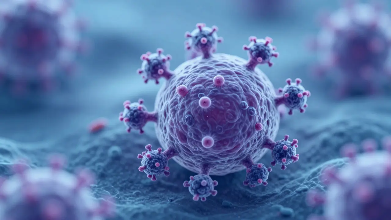 Mikroskopický pohled na buňky a viry HPV