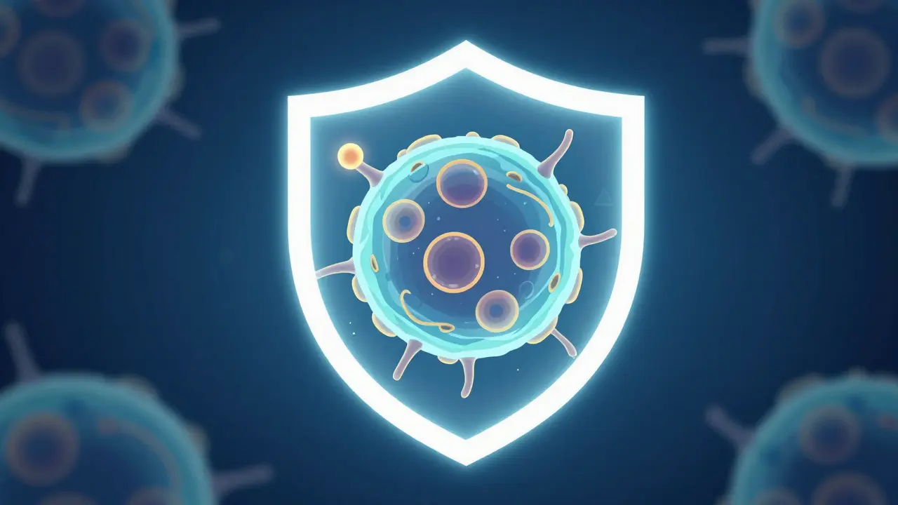 Abstraktní symbol prevence ženského zdraví a ochrany buněk
