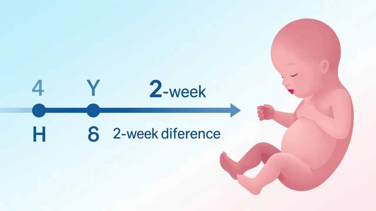 Ilustrace rozdílu mezi gynekologickým a embryologickým věkem