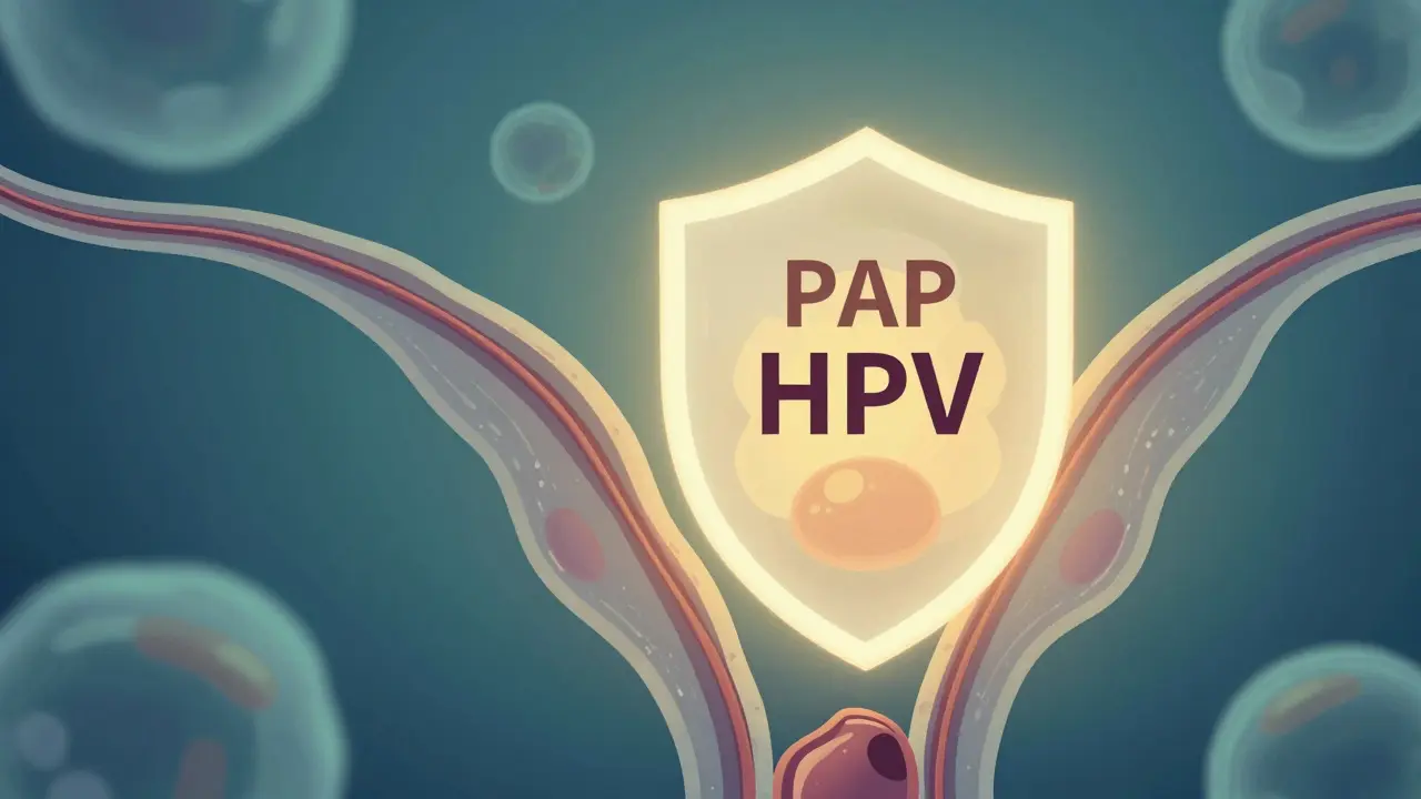 Abstraktní vizualizace ochrany děložního hrdla pomocí HPV testu
