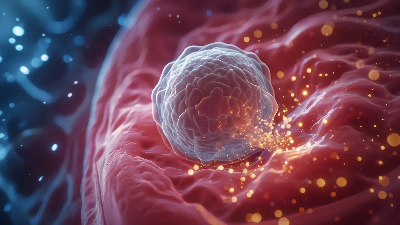 Ilustrace implantace embrya do dělohy a tvorby hCG